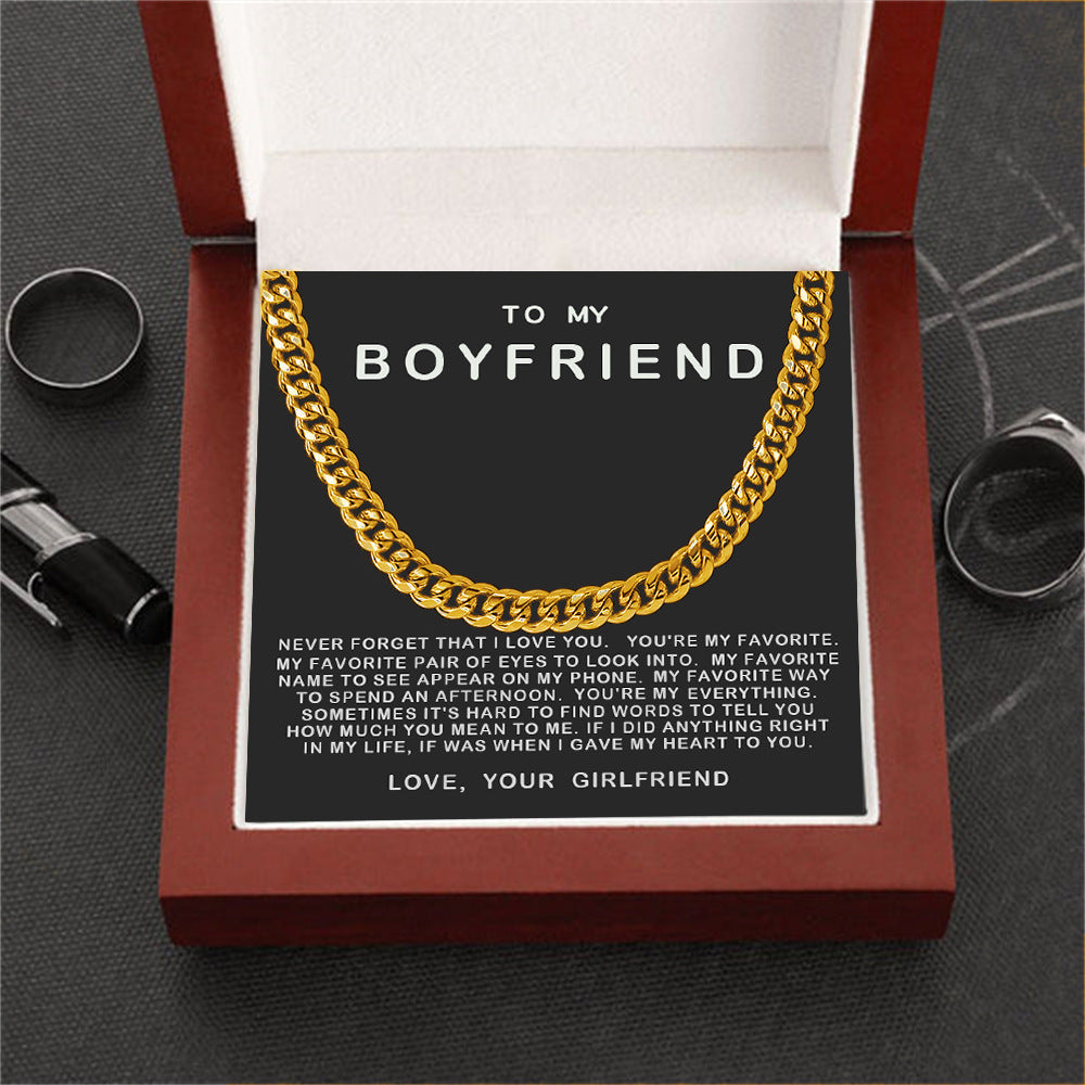 To My Boyfriend – Stainless Steel Message Necklace
