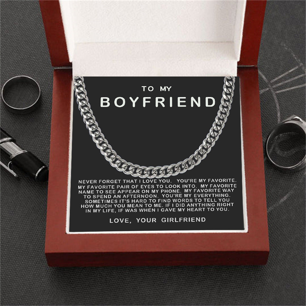 To My Boyfriend – Stainless Steel Message Necklace