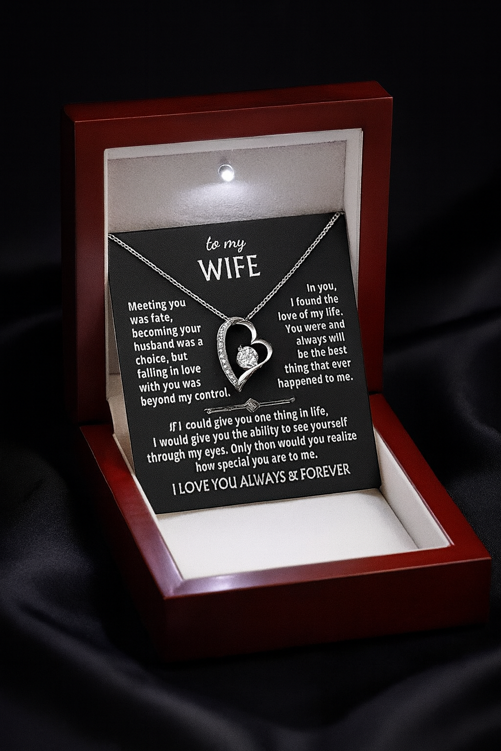 To My Wife – Heart Necklace with Message Card